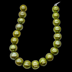 Giant 10-11mm Juicy Key Lime FW Pearl 8" Strand (20 Pearls) 9059HS