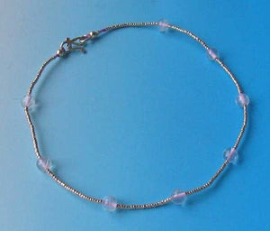 Hand Made! Pink Glass & Silver 10" Anklet 10076D - PremiumBead Primary Image 1