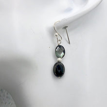 Load image into Gallery viewer, Faceted Tahitian Mop Shell &amp; Silver Ball Earrings | 1 1/2 Inch Drop |
