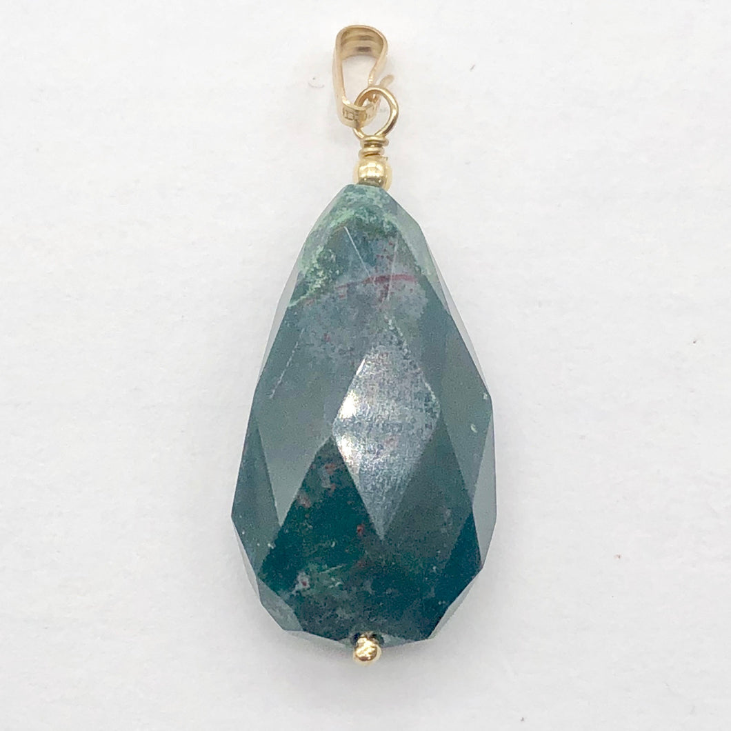 Hand Made Bloodstone Focal Pendant with 14K Gold Filled Findings | 1 1/2