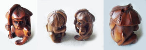 Carved Rainforest Monkey Chimp Boxwood Ojime/Netsuke Bead - PremiumBead Primary Image 1