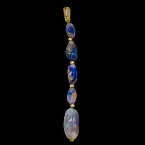 Opal 14K Gold Filled Drop | 2 1/4" Long | Blue Green Fire | 1 Pendant