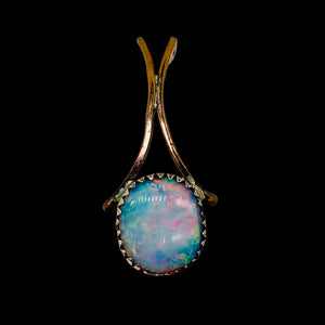 Opal 14K Gold Filled Oval Pendant | 1" Long | Red/Green | 1 Pendant |
