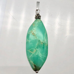 Glowing Green Natural Chrysoprase Marquis Sterling Silver Pendant | 2 1/8" Long|
