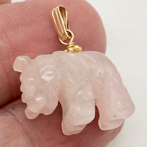 Rose Quartz Elephant Pendant Necklace|Semi Precious Stone Jewelry|Golden Pendant