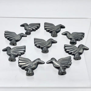 Lovely 2 Hand Carved Hematite Dove Bird Beads | 25x18x5.5mm | Graphite - PremiumBead Alternate Image 8