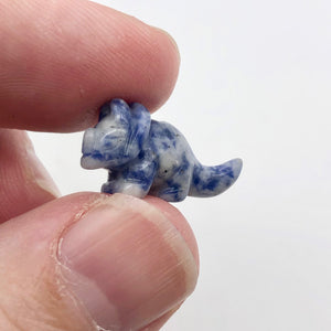 Dinosaur 2 Carved Sodalite Triceratops Beads | 22x11x7.5mm | Blue w/White - PremiumBead Alternate Image 9