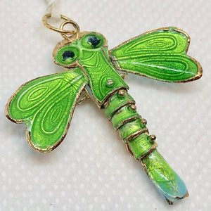 Spring Green Cloisonne Dragonfly Pendant! 1.5x1.25" 504232 - PremiumBead Alternate Image 2
