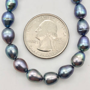 12 Lavender, Blue, Pink Peacock Satin FW Pearls, 10x6.5 to 8x6mm - PremiumBead Primary Image 1