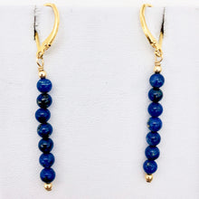 Load image into Gallery viewer, Lapis Lazuli and 14K gf Semi Precious Stone Earrings | 4mm Lapis | 2&quot; Long | - PremiumBead Primary Image 1
