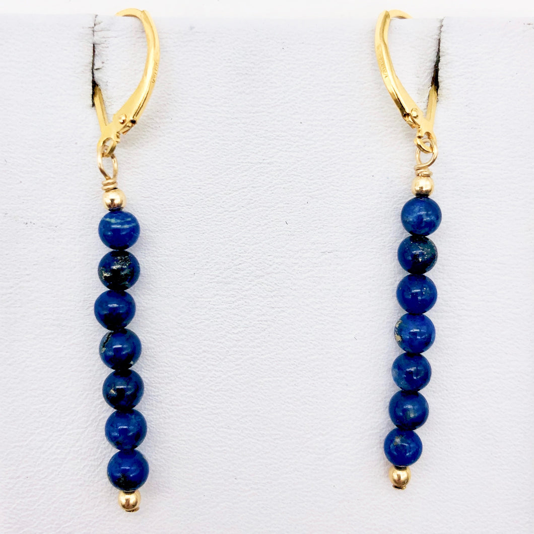 Lapis Lazuli and 14K gf Semi Precious Stone Earrings | 4mm Lapis | 2