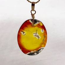 Load image into Gallery viewer, Moss Agate Oval 14K Gold Filled Pendant | 2&quot; Long | Tangerine Yellow | 1 Pendant
