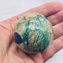 Load image into Gallery viewer, Azurite Malachite Chrysoprase Scry Crystal Sphere | 60mm | Green/Blue/Brown | 1
