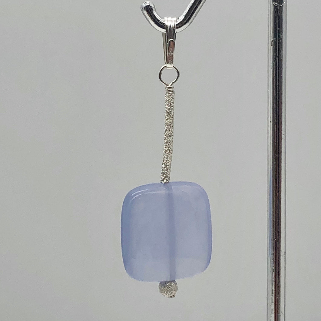 Blue Chalcedony Sterling Silver Drop Pendant | 1 3/4