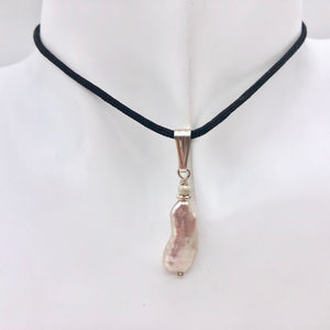 Pink Biwa FW Pearl with Sterling Silver Pendant, 1.5 inches 5082J - PremiumBead Alternate Image 2
