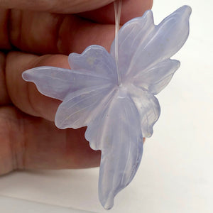 38.2cts Exquisitely Hand Carved Blue Chalcedony Flower Pendant Bead - PremiumBead Alternate Image 3
