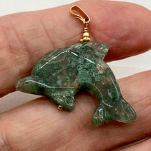 Load image into Gallery viewer, Moss Agate Dolphin 14K Gold Filled Pendant | 1 1/2&quot; Long | Green | 1 Pendant |
