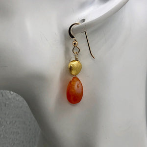 Botswana 14K Gold Filled Faceted Briolette Earrings | 1 3/4" Long | Peach |