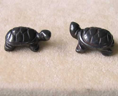 2 Charming Hand Carved Hematite Turtle Beads - PremiumBead Primary Image 1