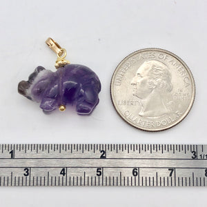 Amethyst Pig Pendant Necklace | Semi Precious Stone Jewelry | 14k Pendant - PremiumBead Alternate Image 5