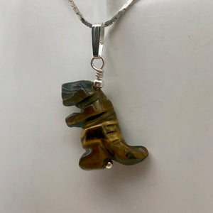Tigereye Tyrannosaurus Rex Dinosaur Pendant Necklace|Sterling Silver Jewelry - PremiumBead Alternate Image 3
