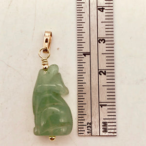 Aventurine Wolf Pendant Necklace | Semi Precious Stone Jewelry | 14k Pendant - PremiumBead Alternate Image 3