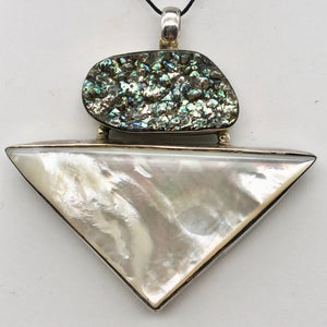 Mother of Pearl & Abalone Shell sterling silver Pendant - Glamorous! 504754 - PremiumBead Alternate Image 3