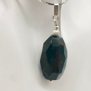 Hand Made Bloodstone Focal Pendant with Sterling Silver Findings | 1 3/4" Long - PremiumBead Alternate Image 4