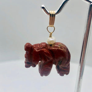 Red Jasper Elephant Pendant Necklace|Semi Precious Stone Jewelry|14k Pendant