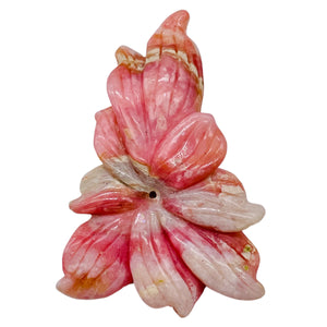 Peruvian Opal Flower Pendant | 65x45x7mm | Pink White | 1 Bead