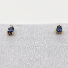 Load image into Gallery viewer, Blue Sapphire 14K Gold Pear shape Earrings | 5x4mm | Blue | Stud | - PremiumBead Alternate Image 6
