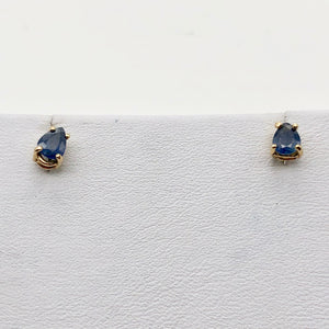 Blue Sapphire 14K Gold Pear shape Earrings | 5x4mm | Blue | Stud | - PremiumBead Alternate Image 6