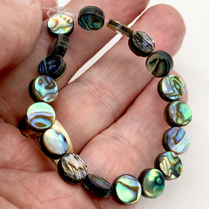 Natural Abalone Shell 8.5mm Coin Bead Strand (49 Beads) 109910