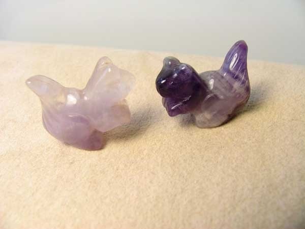Just Nuts 2 Amethyst Carved Squirrel Beads | 22x15x10mm | Purple