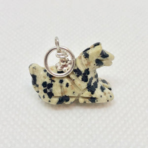 Carved Dalmatian Stone Pony Sterling Silver Pendant! 509271DSS - PremiumBead Alternate Image 4