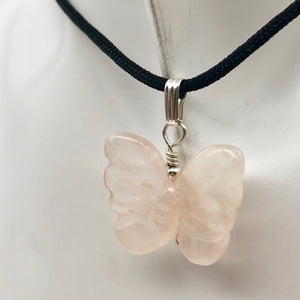 Flutter Carved Rose Quartz Butterfly and Sterling Silver Pendant 509256RQS - PremiumBead Alternate Image 9