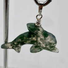 Load image into Gallery viewer, Moss Agate Dolphin Sterling Silver Pendant | 1 1/2&quot; Long | Green | 1 Pendant |
