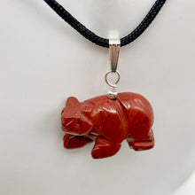 Load image into Gallery viewer, Natural Braciated Jasper Bear Sterling Silver Pendant | 13x18x9mm | Dark Brick Red - PremiumBead Alternate Image 2
