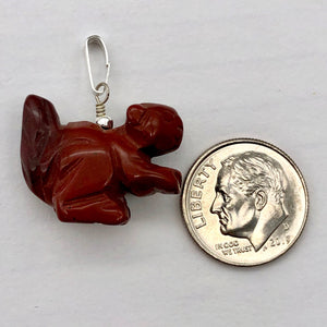 Jasper Squirrel Pendant Necklace| Semi Precious Stone Jewelry | Sterling Silver|