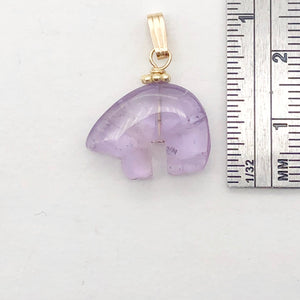Amethyst 14K Gold Filled Zuni Bear Drop | 1" Long | Purple | 1 Pendant