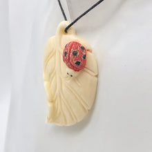 Load image into Gallery viewer, Loving Ladybug on a Leaf Hand Carved Pendant Bead | 44x29x8.5mm | 10870 - PremiumBead Alternate Image 4
