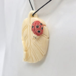 Loving Ladybug on a Leaf Hand Carved Pendant Bead | 44x29x8.5mm | 10870 - PremiumBead Alternate Image 4
