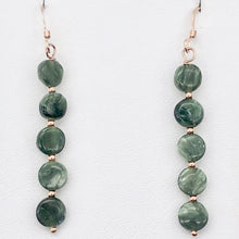 Load image into Gallery viewer, Siberia Russian Seraphinite Dangling Coin Bead Earrings |Rose Gold | 2&quot; Long |
