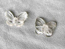 Load image into Gallery viewer, Fluttering 2 Hand Carved Quartz Butterfly Beads | 21x18x5mm | Clear - PremiumBead Primary Image 1
