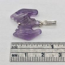Load image into Gallery viewer, Carved Amethyst Bat Sterling Silver Pendant | 1 inch long | Purple |
