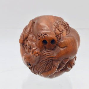 Carved & Signed Horse Sphere Boxwood Netsuke - PremiumBead Alternate Image 6