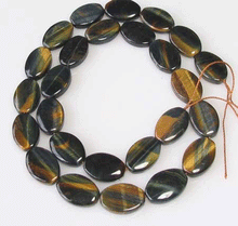 Load image into Gallery viewer, Midnight Tigereye Flat 15x10mm Oval Bead Strand 110243 - PremiumBead Primary Image 1
