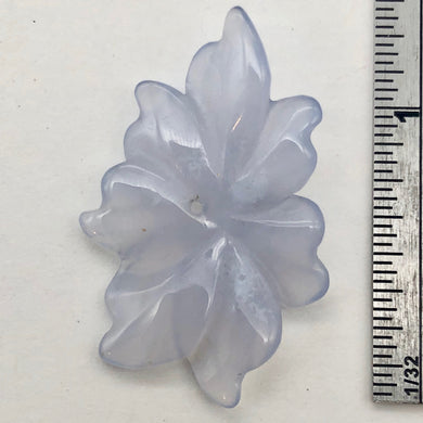 14.4cts Exquisitely Hand Carved Blue Chalcedony Flower Pendant Bead - PremiumBead Primary Image 1