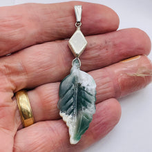 Load image into Gallery viewer, Jasper Sterling Silver Leaf Pendant | 2 3/4&quot; Long | Green/White | 1 Pendant |
