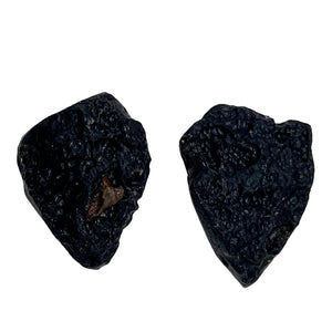 2 Unique Pendant size Black Meteor Fragments | 31x22x8 to 28x21x9mm |